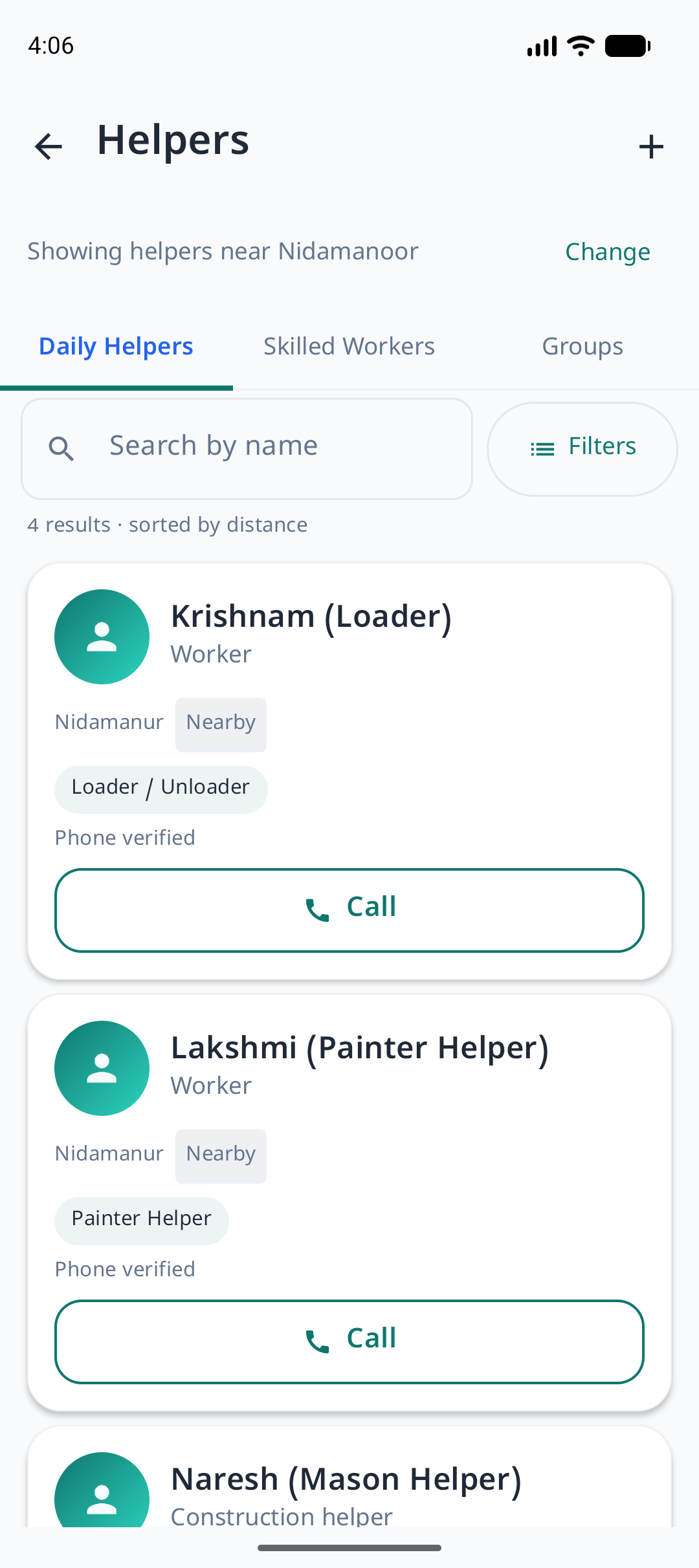 Helpers list