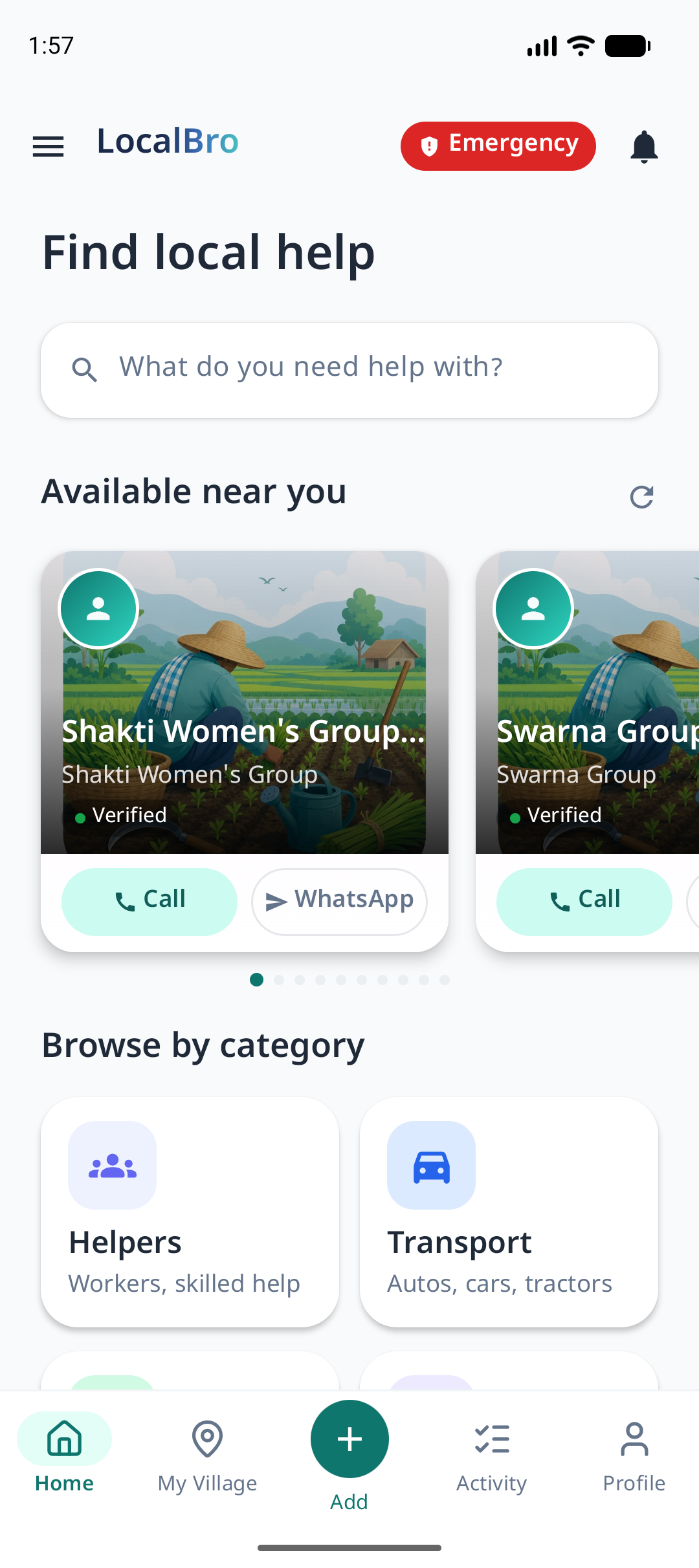 LocalBro home screen